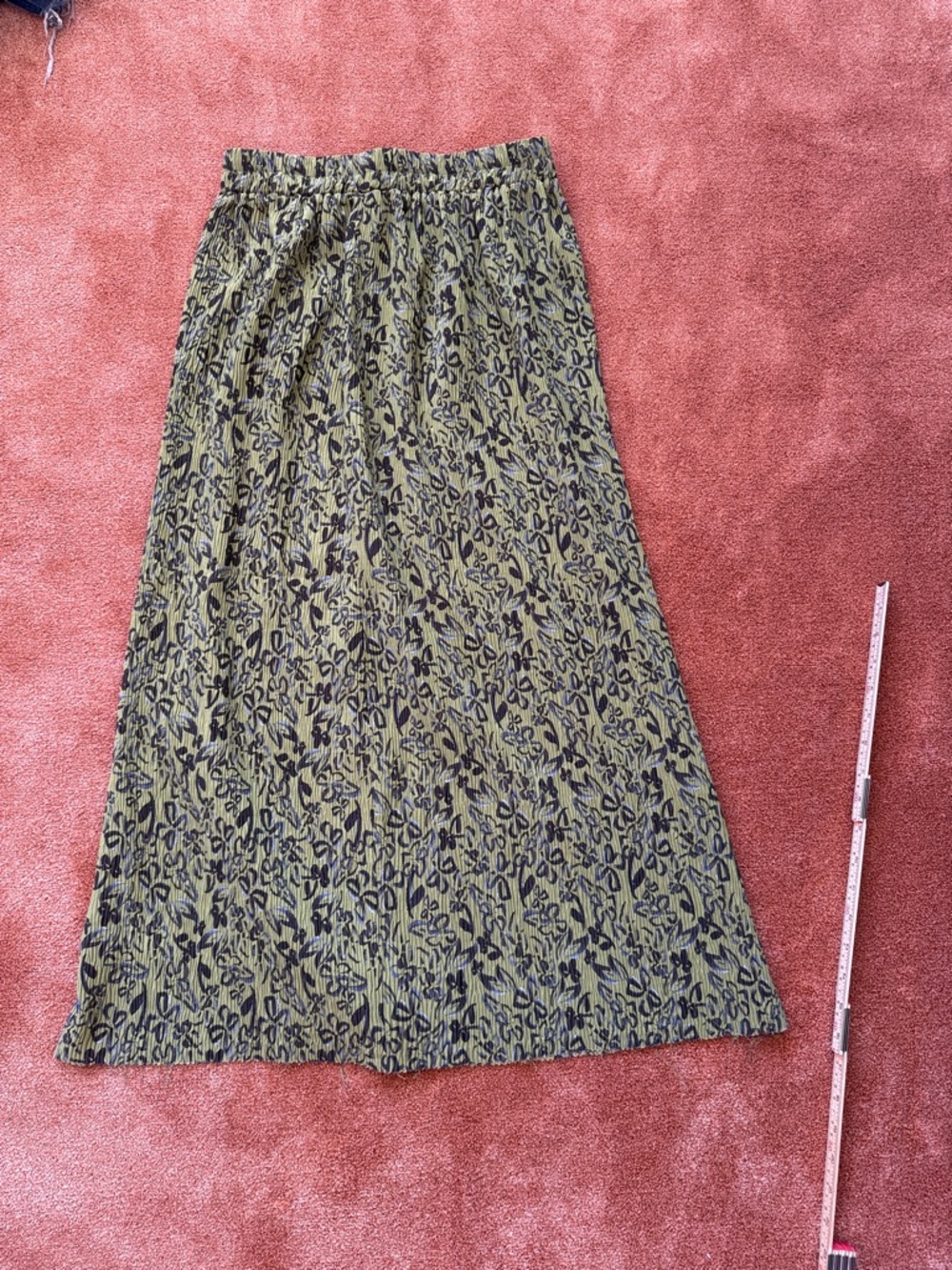 VINTAGE STLYE FLORAL GREEN PRINTED MAXI SKIRT